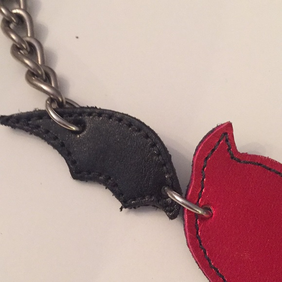 Heart with wings necklace Devil 👿 heart leather - Picture 4 of 8